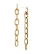 Nadri Gemma Chain Link Drop Pave Huggie Hoop Earrings In 18k Gold Plated