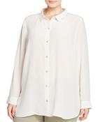 Eileen Fisher Plus Silk Button Down Shirt
