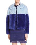 Alice + Olivia Damaris Color Block Faux Fur Coat