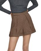 Maje Wool-blend Pleated Houndstooth Shorts