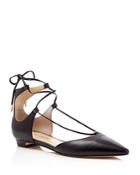 Ivanka Trump Tavyn Leather Lace Up Pointed Toe Flats