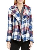 Two By Vince Camuto Plaid Faux Fur Notch Collar Coat