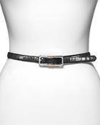 Lauren Ralph Lauren Italian Croco Leather Reversible Skinny Belt, 0.60w