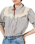 Ba & Sh Anael Lace Trim Striped Shirt