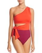 Lauren Ralph Lauren Glamour Color-block Cutout One Piece Swimsuit