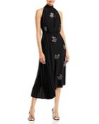 Lanvin Embellished Halter Pleated Panel Dress