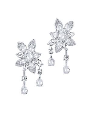 Harakh Colorless Diamond Pear Flower Drop Earrings In 18k White Gold, 2.50 Ct. T.w.