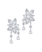 Harakh Colorless Diamond Pear Flower Drop Earrings In 18k White Gold, 2.50 Ct. T.w.