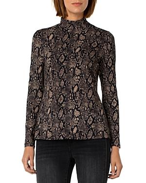 Liverpool Los Angeles Reptile Print Mock Neck Top