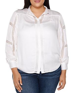Belldini Plus Eyelet Trim Button Up Top