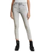 Allsaints Dax Skinny Fit Cropped Jeans In Snow Wash Grey