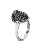John Hardy Sterling Silver Classic Chain Small Ring With Black Sapphire & Black Spinel