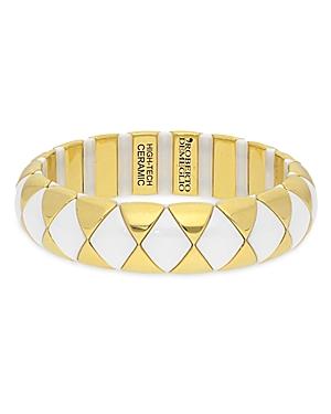 Roberto Demeglio Aura Black Ceramic Patterned Slip On Statement Bracelet