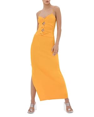 Cult Gaia Honey Ribbed Knit Cutout Maxi Dress