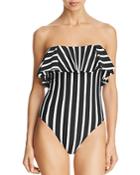 Milly Stripe Swim Ruffle Tone One Piece Swimsuit