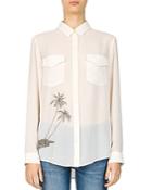 The Kooples Sheer Palm Embroidered Shirt