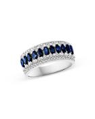 Bloomingdale's Blue Sapphire & Diamond Anniversary Band In 14k White Gold - 100% Exclusive