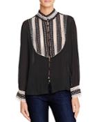 Love Sam Lace-inset Pleated Blouse