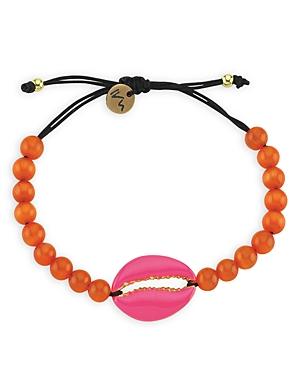 Maison Irem Game On Shell Charm Gemstone Beaded Cord Slider Bracelet