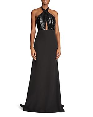 Halston Lacey Halter Gown