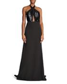 Halston Lacey Halter Gown