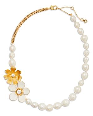 Kate Spade New York Freshwater Pearl & Flower Statement Necklace, 17