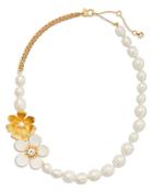 Kate Spade New York Freshwater Pearl & Flower Statement Necklace, 17