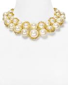 Aqua Jackie Large Faux-pearl Chain Collar Necklace, 15