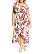 City Chic Plus Monet Floral Print Faux-wrap Maxi Dress