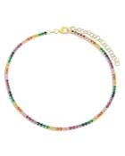 Adinas Jewels Rainbow Cubic Zirconia Tennis Ankle Bracelet