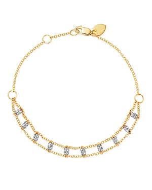 Meira T 14k White & Yellow Gold Diamond Bars Bracelet