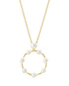 Bloomingdale's Freshwater Button Pearl Circle Pendant Necklace In 14k Yellow Gold, 18 - 100% Exclusive
