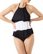 Vilebrequin Ruffled Halter One Piece Swimsuit