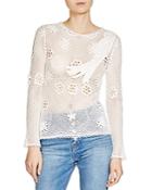 Maje Loriquet Embroidered Cotton Mesh Top