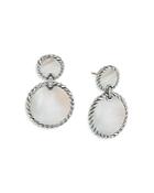 David Yurman Sterling Silver Dy Elements Double Drop Earrings With Mother-of-pearl & Diamonds