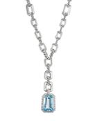 David Yurman Sterling Silver Stax Drop Pendant Necklace With Blue Topaz & Diamonds, 17.5