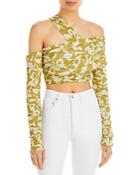 Nicholas Mira Printed Off-the-shoulder Cropped Top