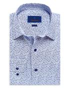 David Donahue Micro Floral Print Fusion Regular Fit Dress Shirt