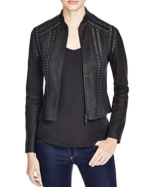 Elie Tahari Janet Laced Leather Jacket