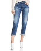 Ag Ex Bf Crop Slouchy-slim Jeans In 18 Years Indigo City