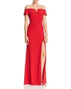 Aqua Off-the-shoulder Ruched Gown - 100% Exclusive