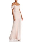 Adrianna Papell Off-the-shoulder Pleated-bodice Gown