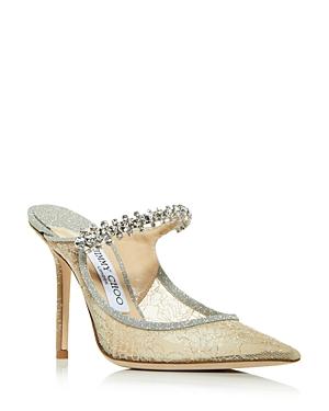 Jimmy Choo Women's Bing 100 Embellished Lace High Heel Mules