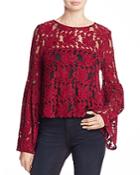 Cupcakes And Cashmere Florent Embroidered Bell Sleeve Top