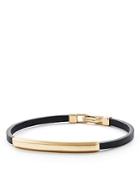 David Yurman Streamline Leather Bar Id Bracelet With 18k Gold