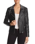 Michael Michael Kors Studded Faux-leather Moto Jacket