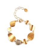 Chan Luu Stone & Waved Disc Station Bracelet In 18k Gold-plated Sterling Silver Or Sterling Silver