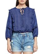 Bcbgeneration Ruffled Peasant Cropped Top