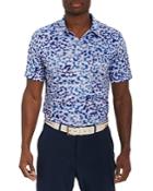 Robert Graham Pink Sand Stretch Cubist Maze Print Classic Fit Performance Polo Shirt