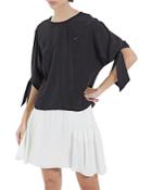 The Kooples Vintage Lace Tie Sleeve Silk Top